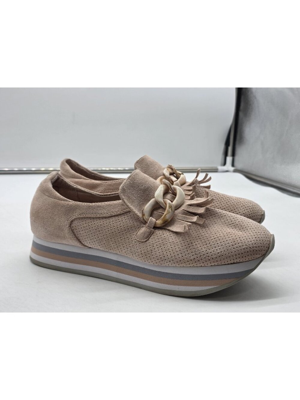 Coconuts By Matisse Bess Shoes Womens Size 8 Beige Slip On Platform Damaged